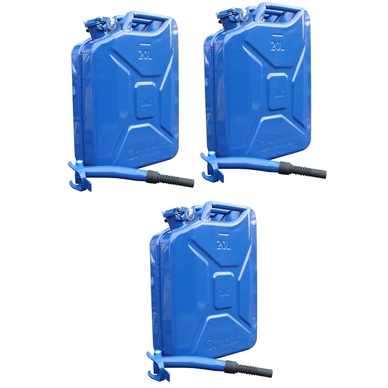 TRUTZHOLM 3x Metallkanister 20l mit Ausgießer Dunkelblau