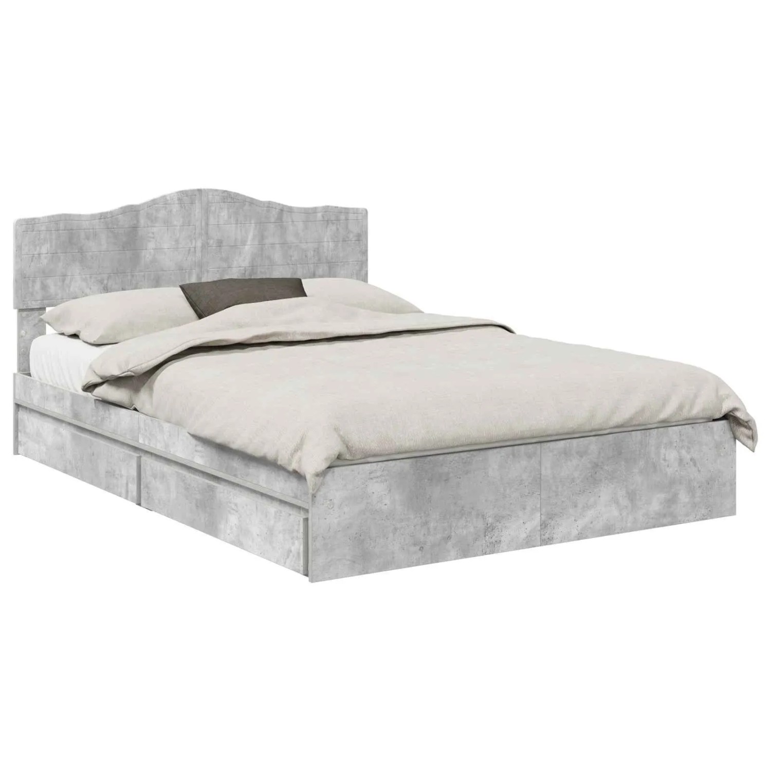 vidaXL Stauraumbett Betongrau 140 x 190 cm Holzwerkstoff 3413099 günstig online kaufen