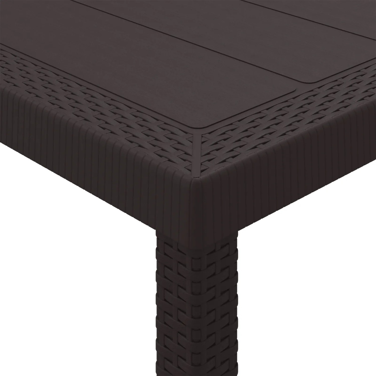 Brauner vidaXL Gartentisch (250x100 cm) aus Poly Rattan, ideal für Garten und Terrasse.