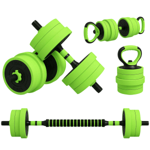 SPORTNOW Hantelset, grün, mit Gewichten für Hantel, Langhantel und Kettlebell. Ideal für dein Fitness-Training.