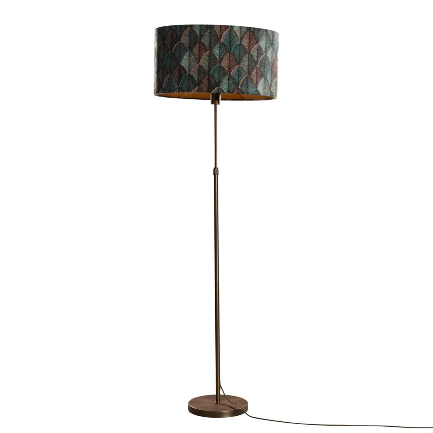 QAZQA Stehleuchte Bronze mit Ovalem Samtschirm Blattdesign 50cm Parte