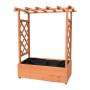 Oranger Blumenkasten aus Tannenholz mit Rankgitter und Dach, inklusive schwarzer Pflanzfolie für vertikales Gärtnern.