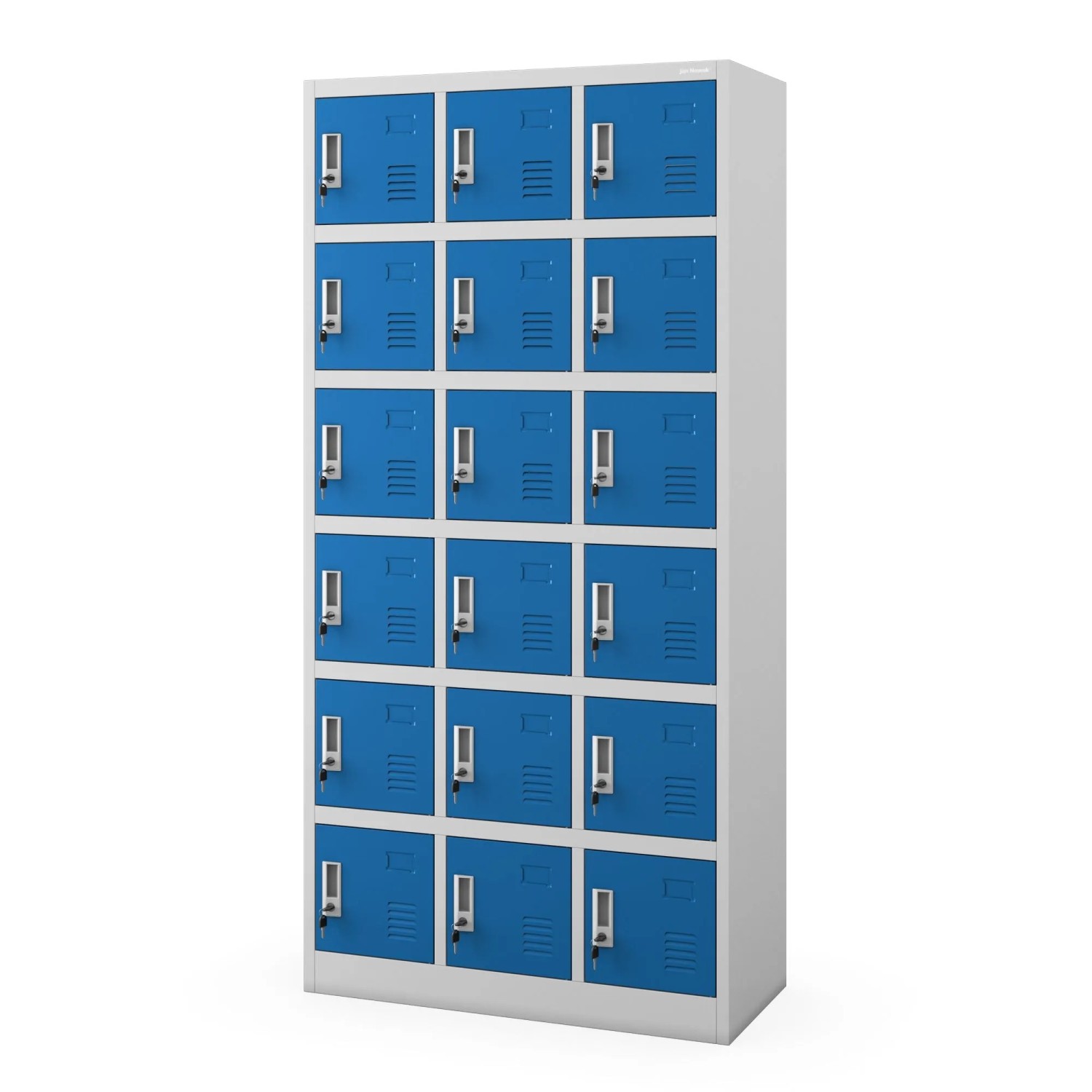 JAN NOWAK Spind Schließfachschrank mit 18 Fächern KAROL 185 x 90 x 40 cm Grau-Blau