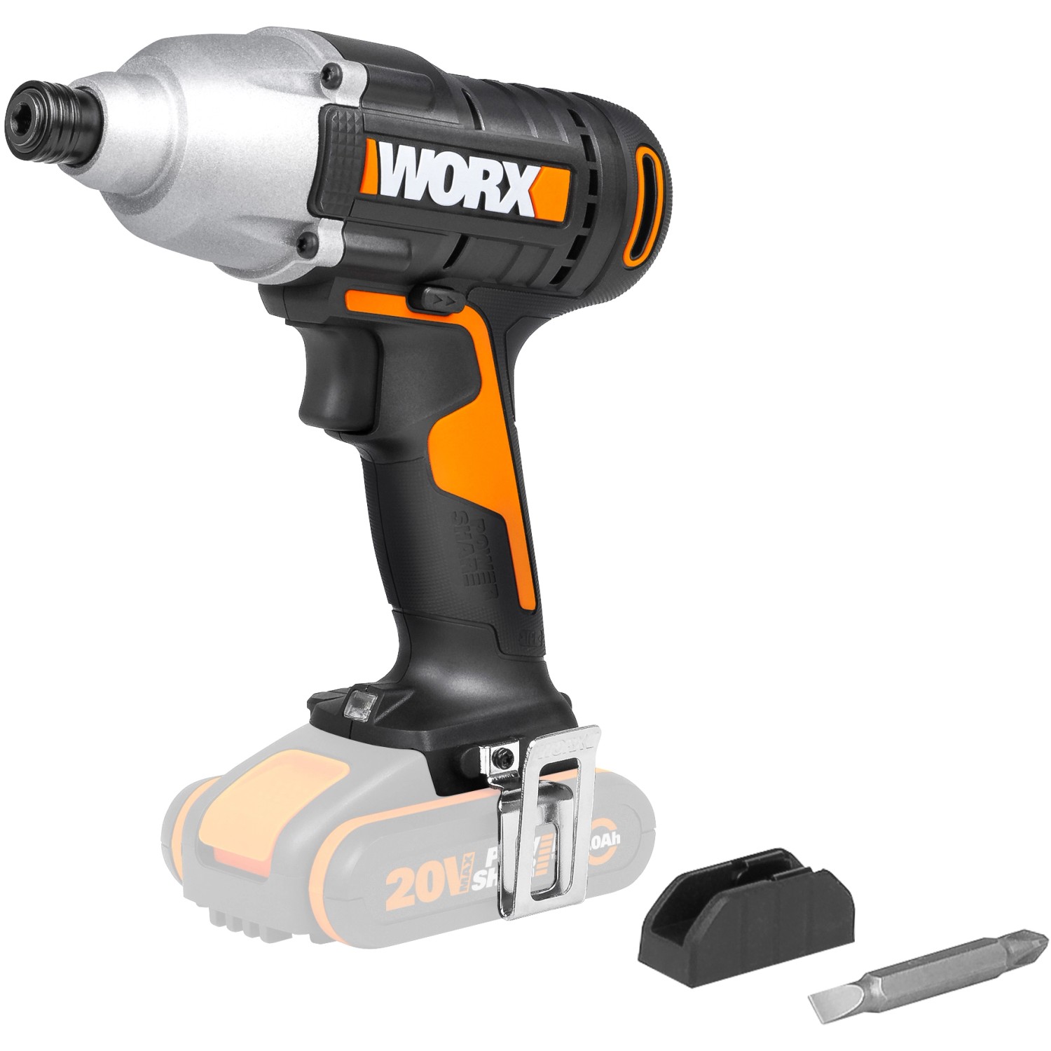 Worx Schlagschrauber WX291.9 Solo, Akku-Schrauber mit Bit und Gürtelclip.