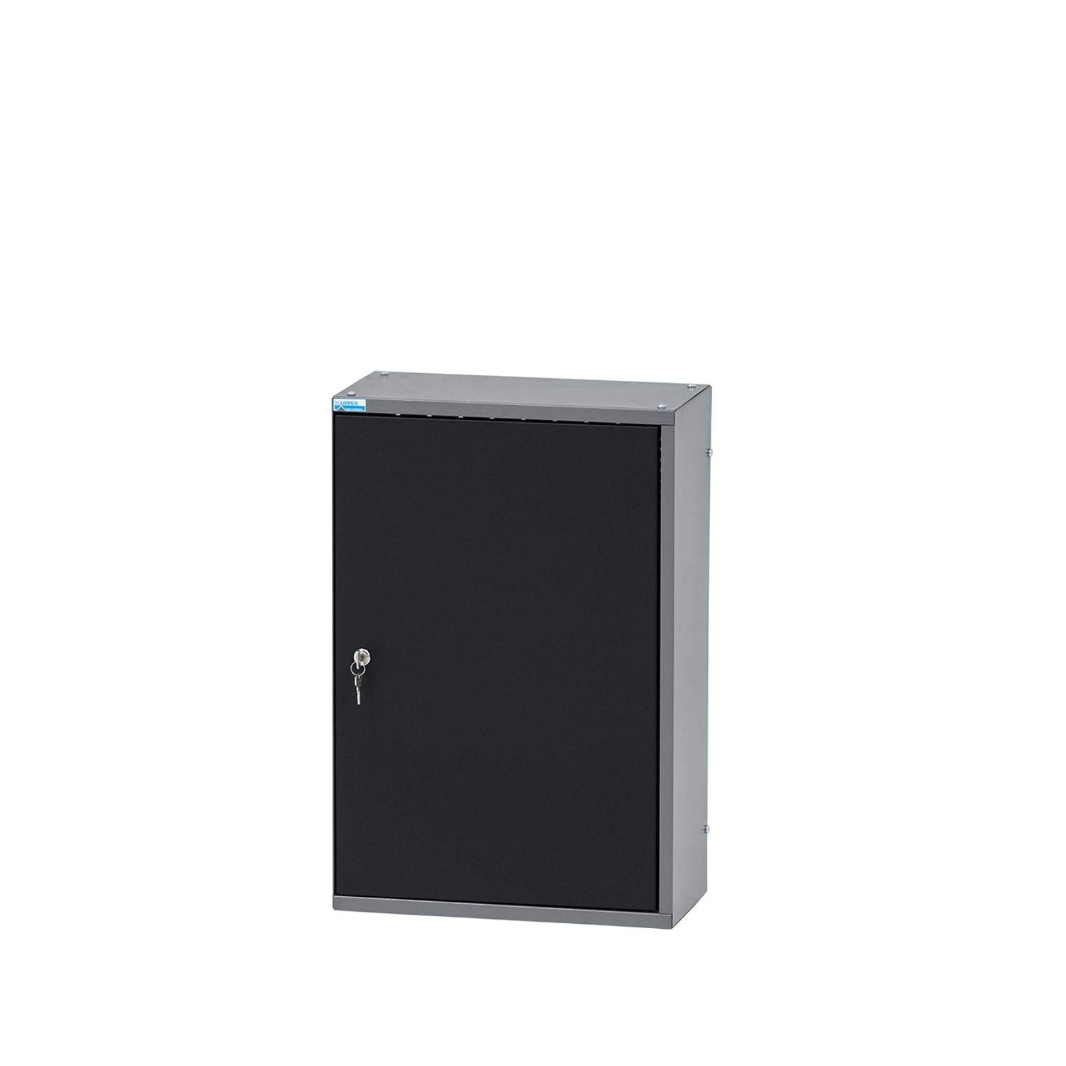 Küpper Hängeschrank Eintürig mit 2 Fachböden 60 x 40 x 20 cm Schwarz-Hellgrau