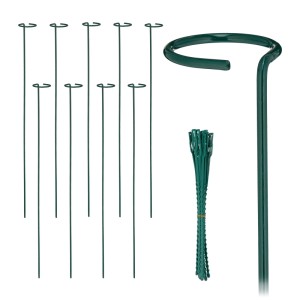 Relaxdays Pflanzstäbe 10er Set Stahl Dunkelgrün Mit Ring 80 cm x 6 cm 140 g