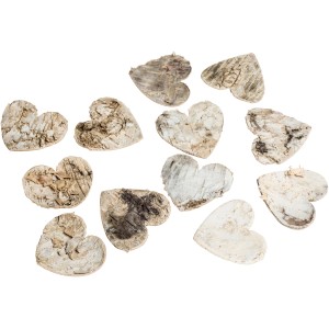 Videx Garden Streudeko: 12 Birkenholz-Herzen in Naturfarben, ideal zum Basteln und Dekorieren.