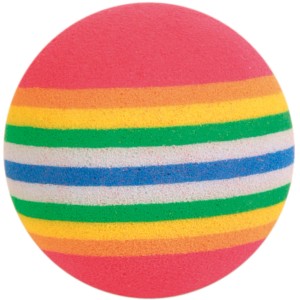 Jollypaw Rainbow-Ball, ø 4cm, aus Schaumstoff mit bunten Streifen für Katzen.