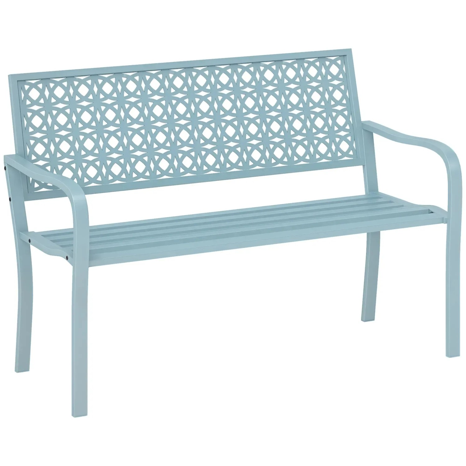 Outsunny Gartenbank Stahl Blau 127L x 63B x 85H cm günstig online kaufen