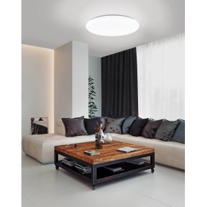 Weiße, runde LED-Deckenleuchte Totari-Z von Eglo Connect mit CCT-Funktion, Durchmesser 53 cm.