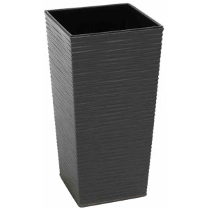 Graphitfarbene Siena Garden Pflanzsäule Nizza mit Rillenoptik, 30x30x57 cm.