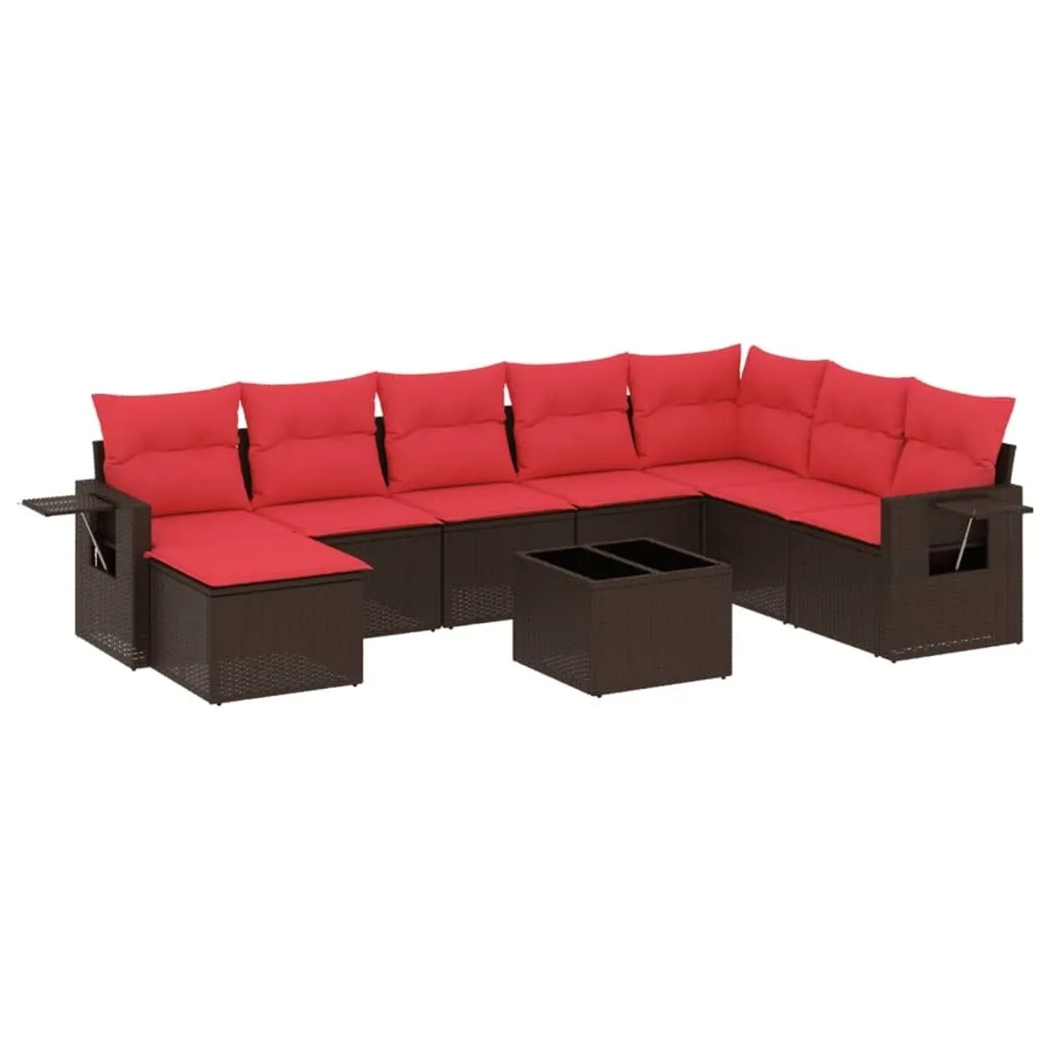 vidaXL 9-Tlg Gartensofa-Set mit Kissen Braun Polyrattan 3220573 günstig online kaufen