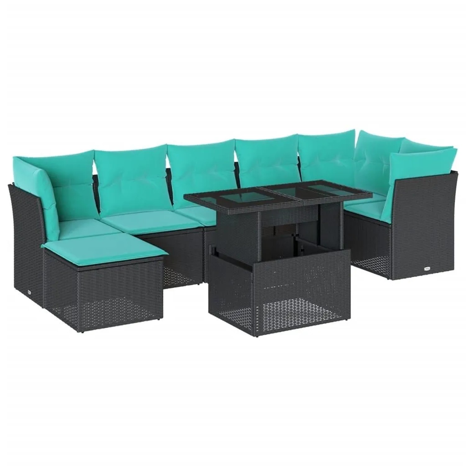 vidaXL 8-Tlg Gartensofa-Set mit Kissen Schwarz Polyrattan 3266747 günstig online kaufen