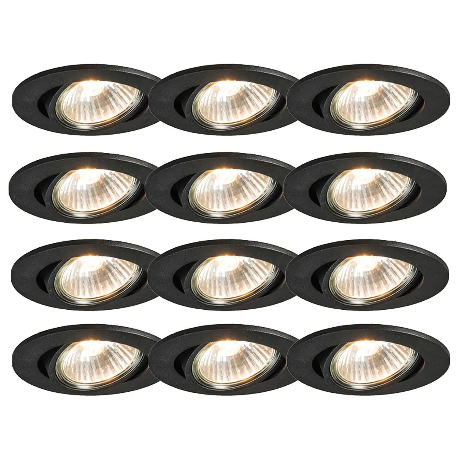 Qazqa Set Mit 12 EinbauSpots Schwarz Neigbar Cisco