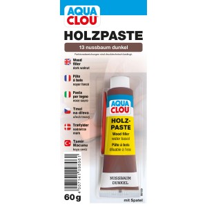 Clou Holzpaste Nussbaum Dunkel, 60g Tube. Holzspachtel zum Ausbessern von Holzschäden im Innenbereich.