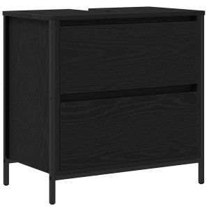 vidaXL Waschbeckenunterschrank in Schwarz Eichen-Optik mit zwei Schubladen.