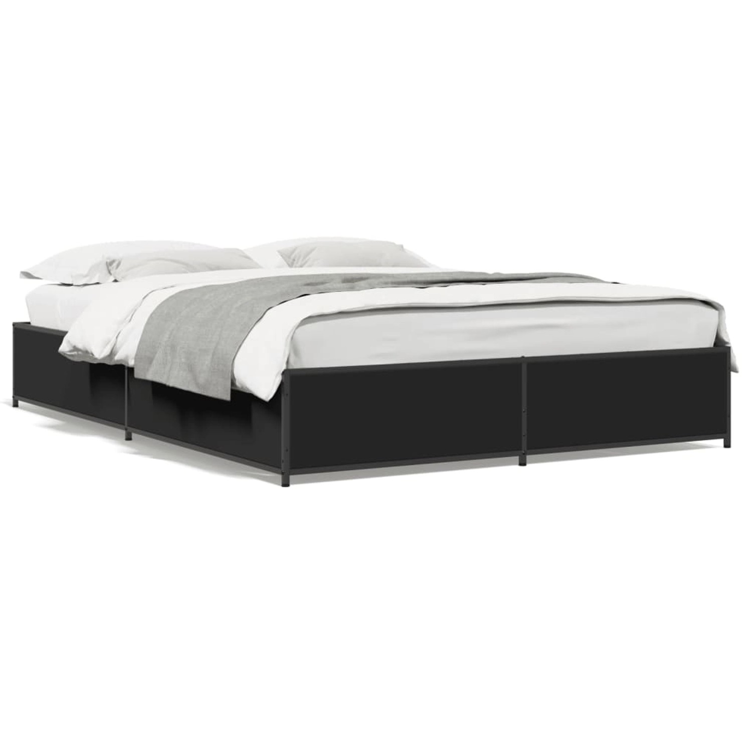 vidaXL Bettgestell Schwarz 150x200 cm Holzwerkstoff und Metall 3279837 günstig online kaufen