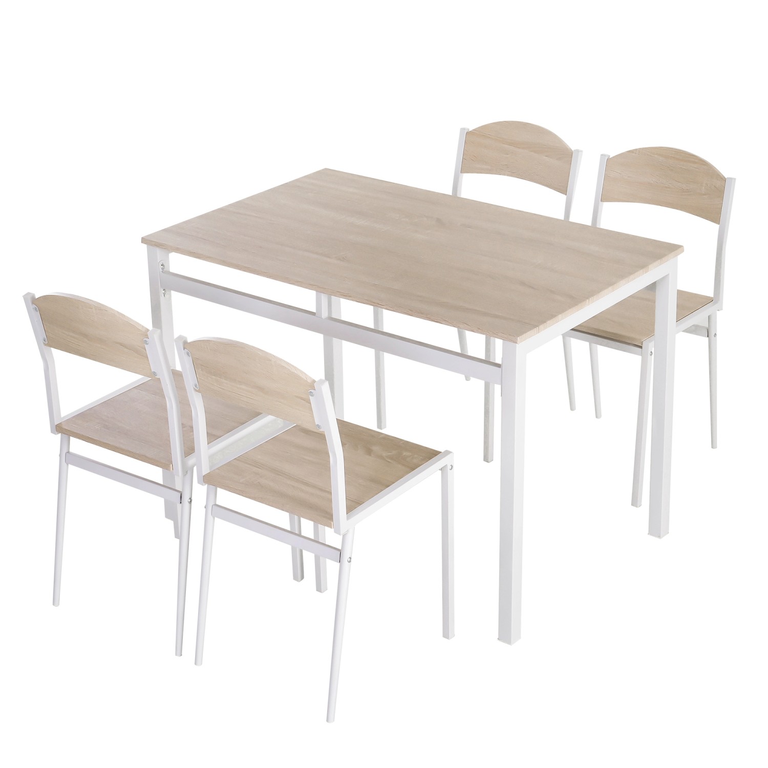 Thumbnail - HOMCOM Essgruppe mit 4 Stühlen MDF Metall Hellgrau L100 x B63 x H76,5 cm