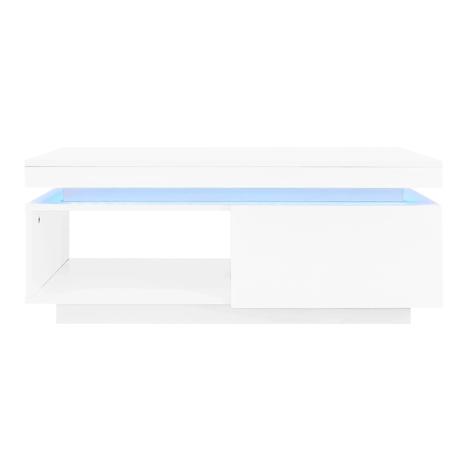 Merax Hochglanz Couchtisch mit LED Schublade Wohnzimmertisch 100x50x40 cm