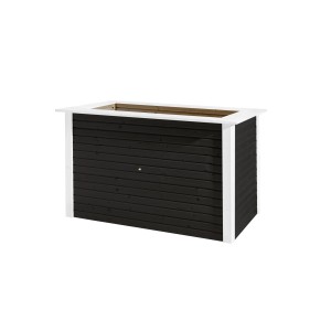 Anthrazitfarbenes Weka Holz-Hochbeet WekaLine 669 mit weißem Rahmen. Ideal zum Gärtnern.