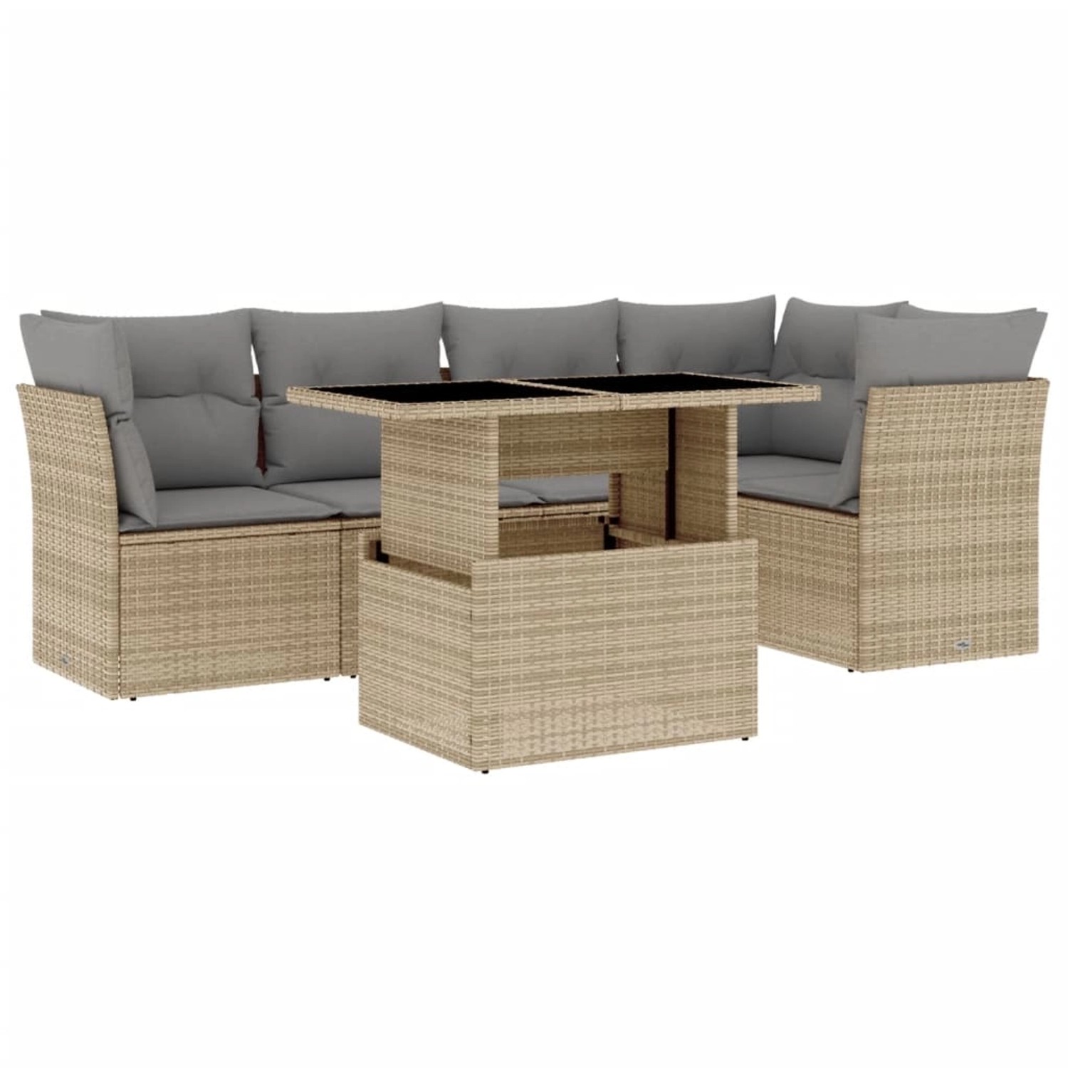 vidaXL 6-Tlg Garten-Sofagarnitur mit Kissen Beige Poly Rattan 3266569 günstig online kaufen