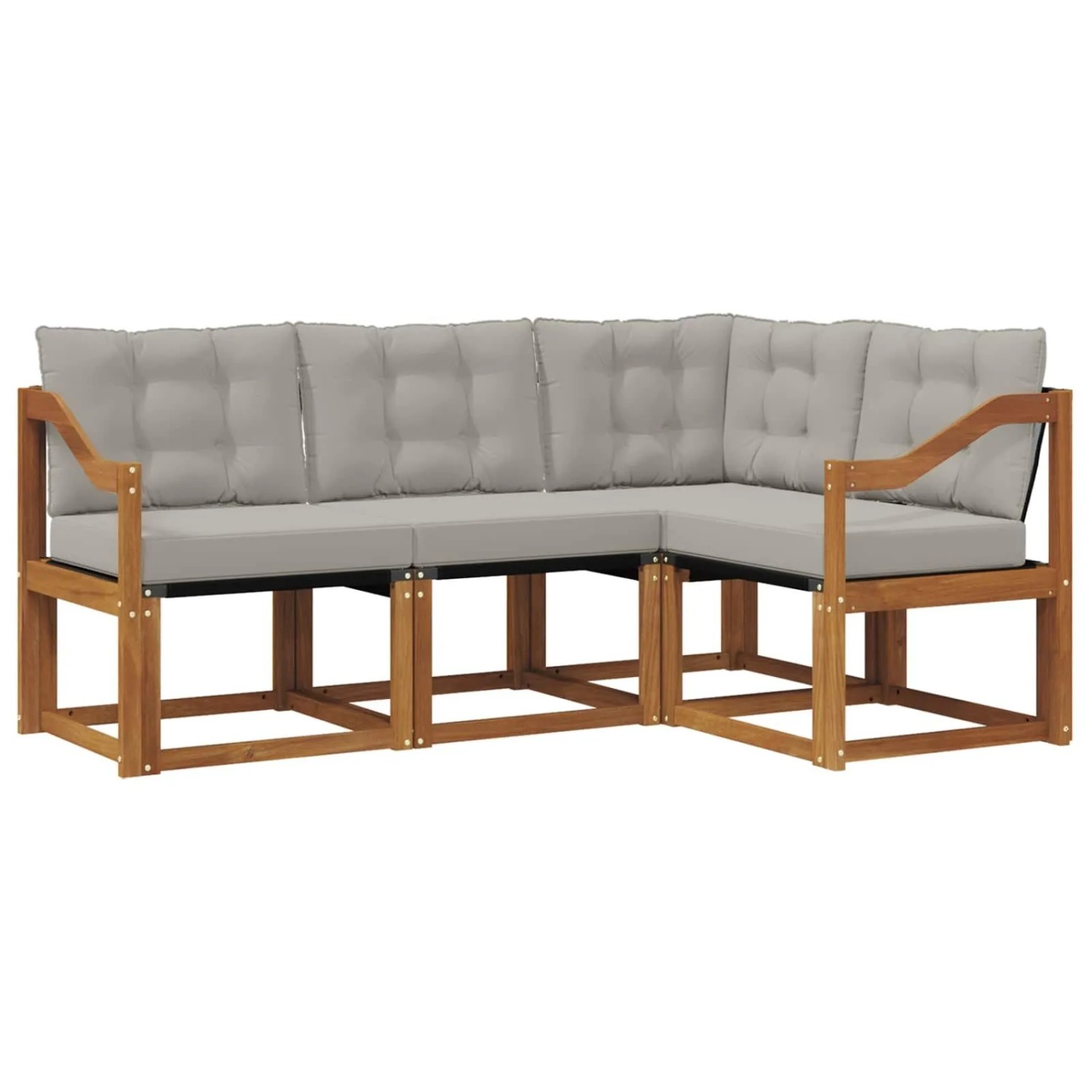 vidaXL Outdoor-Sofagarnitur mit Kissen 4-Tlg Natur und Hellgrau 3368626