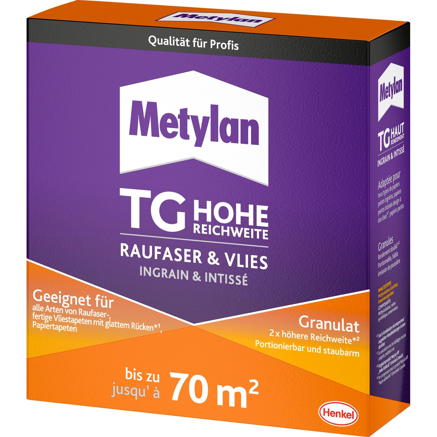 Metylan Raufaser & Vlies Granulat TG Hohe Reichweite 500 g Paket Transparent