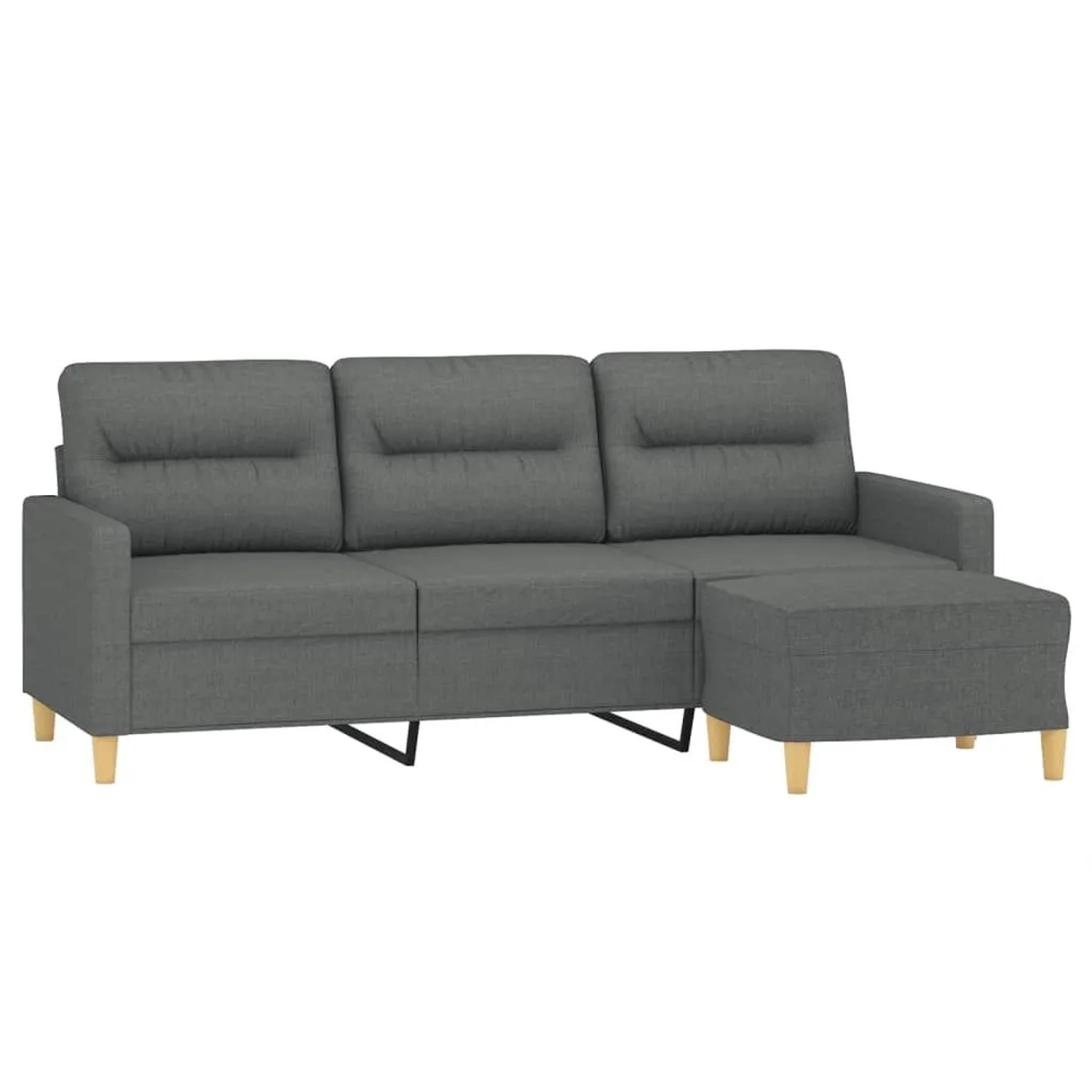 vidaXL 3-Sitzer-Sofa mit Hocker Dunkelgrau 180 cm Stoff 3201074