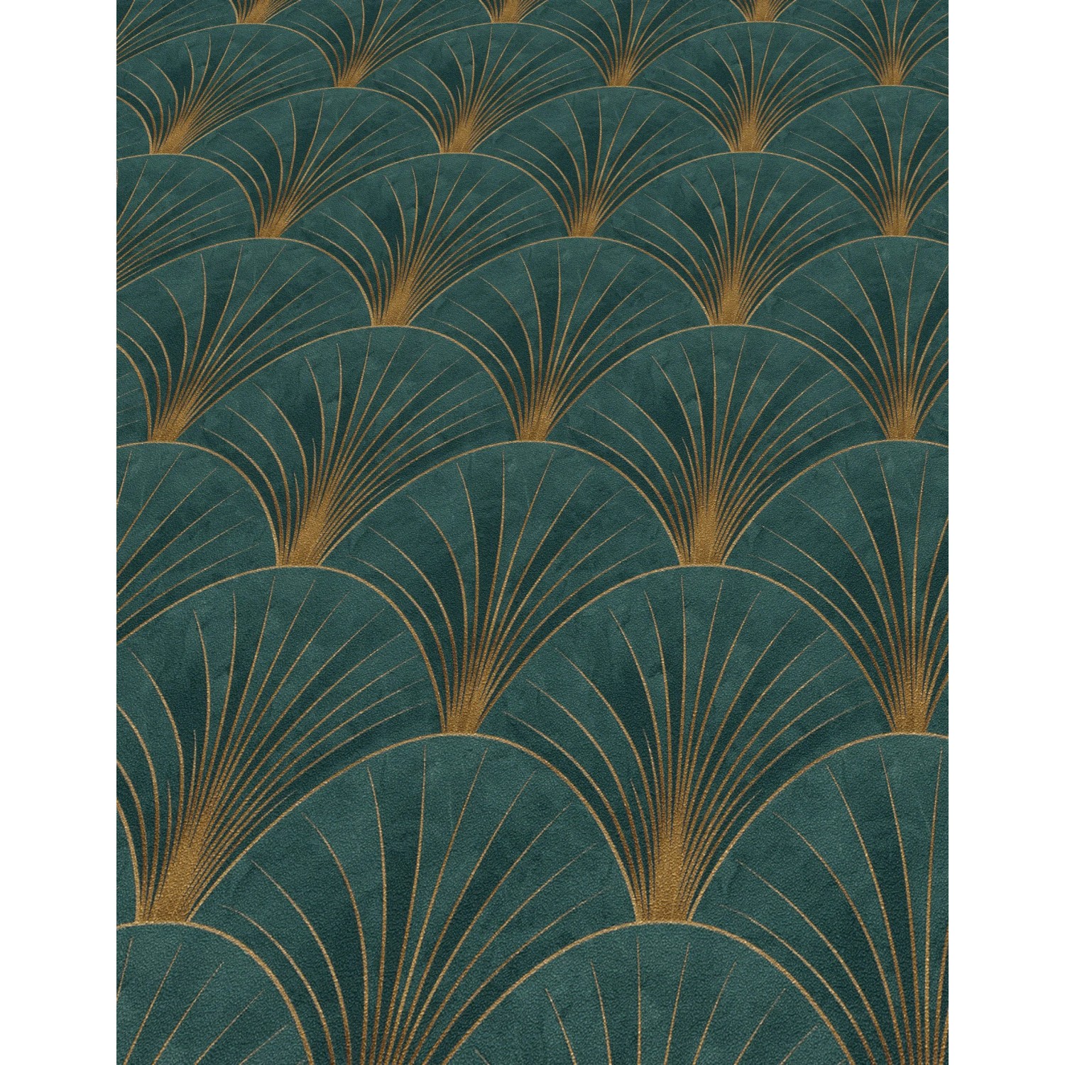 Erismann Vliestapete Elle Decoration 4 Avantgarde Petrol mit Art Deco Fächer-Muster.