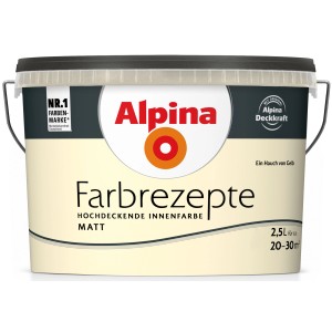 Alpina Farbrezepte Ein Hauch von Gelb, matte Innenfarbe im 2,5 Liter Eimer.
