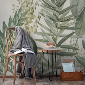 Fototapete Cosy Balance Palmlilien (280x200 cm) mit Pflanzenmotiv im Wohnraum.