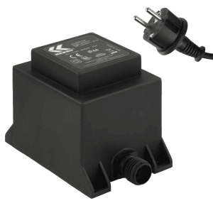 Schwarzer Kerry Electronics Trafo 72W mit 2-Pin-Stecker für Elektroinstallationen.