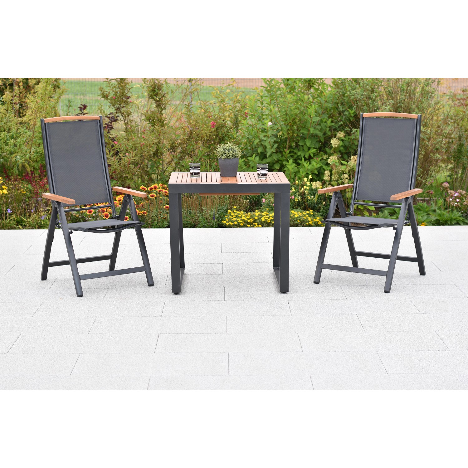 Merxx Siena Set 3-tlg. 2 Klappsessel Balkon-Tisch Ausziehbar günstig online kaufen