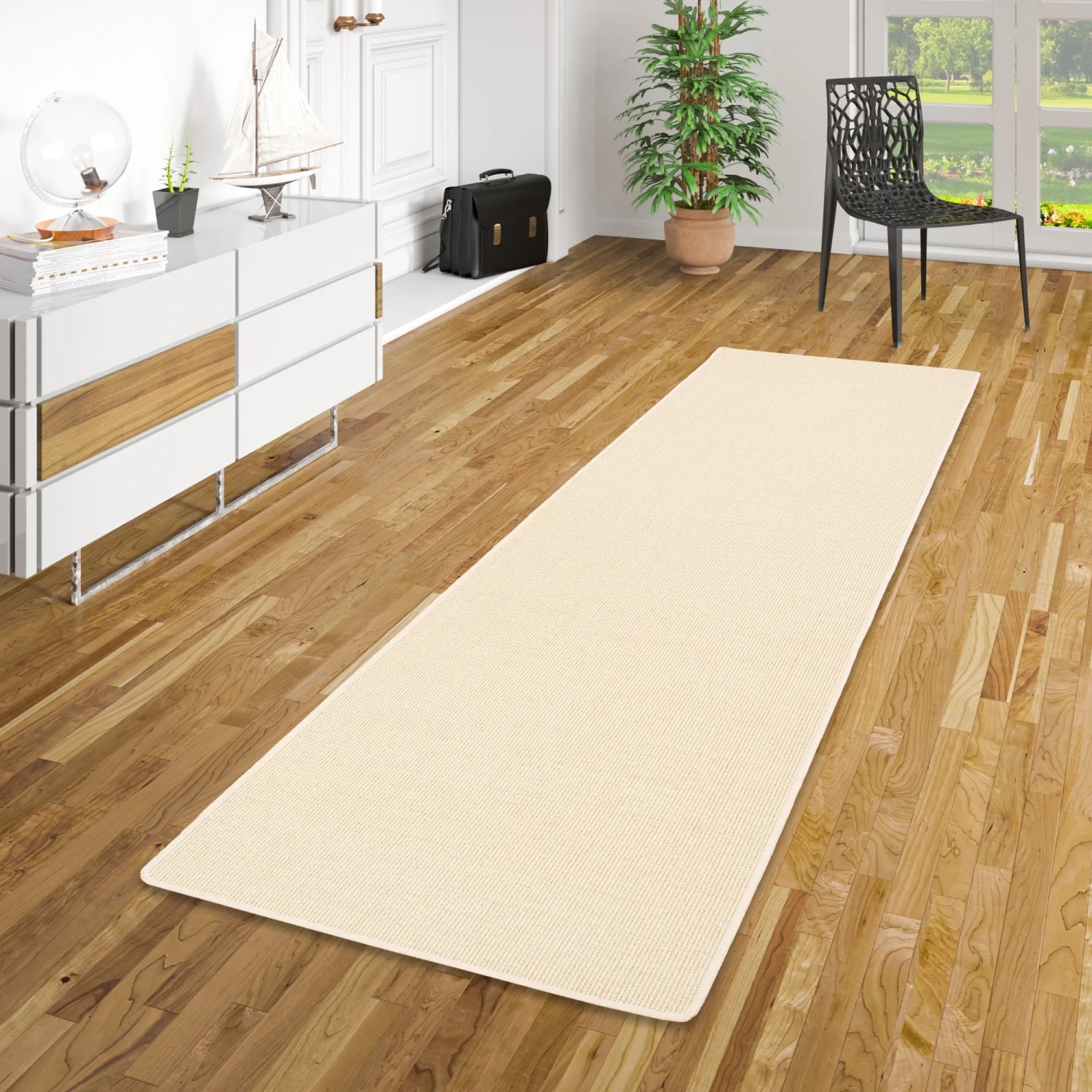 Cremefarbener Sisal Teppichläufer 80x160cm von Snapstyle Natur für Fußbodenheizung.