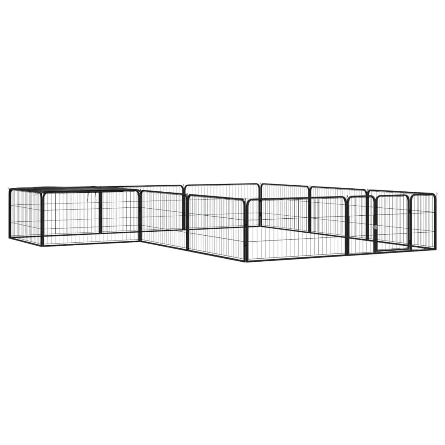 vidaXL 12 Tlg Hundelaufstall Schwarz 100x50cm Stahl Pulverbeschichtet 3115977