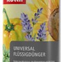 Kulti Universal Flüssigdünger 1L Flasche mit Gemüse- und Blumenmotiven.