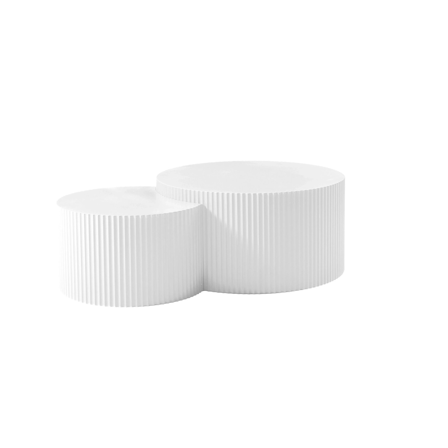 okwish Couchtisch Set mit MDF Nesting Wohnzimmer Schlafzimmer 80x80x40cm Weiß