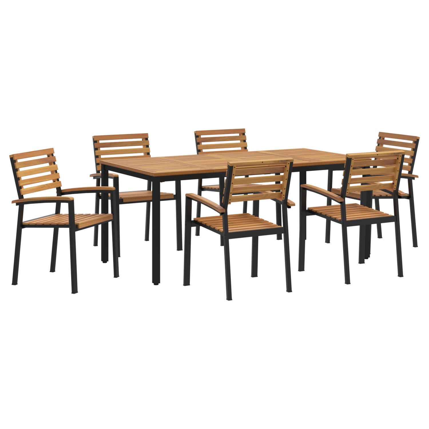 vidaXL 7-Teilige Garten Essgruppe aus Massivem Akazienholz und Metall 32844 günstig online kaufen