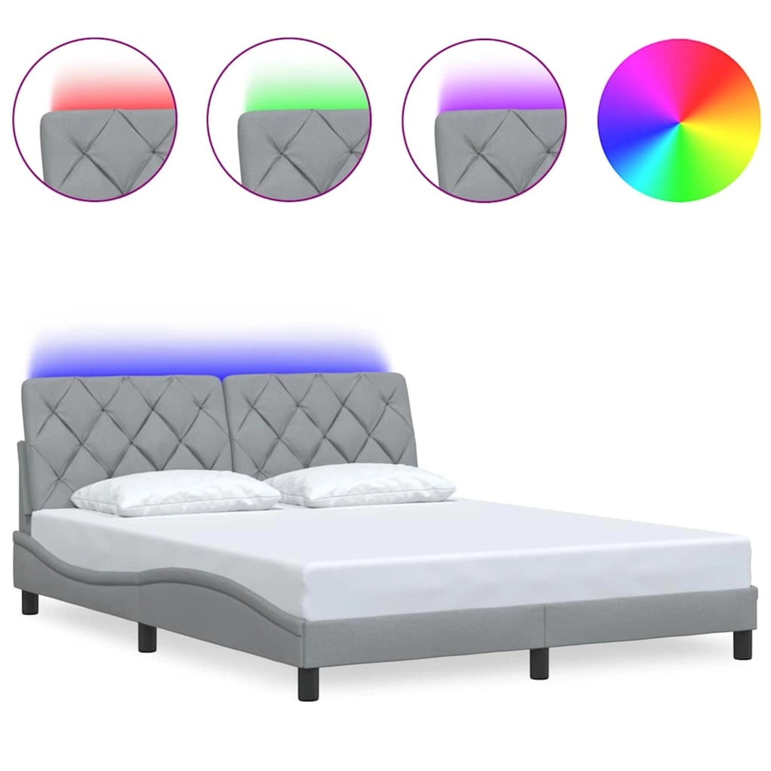 vidaXL Bettgestell mit LED ohne Matratze Hellgrau 160x200 cm Stoff 3310678 günstig online kaufen