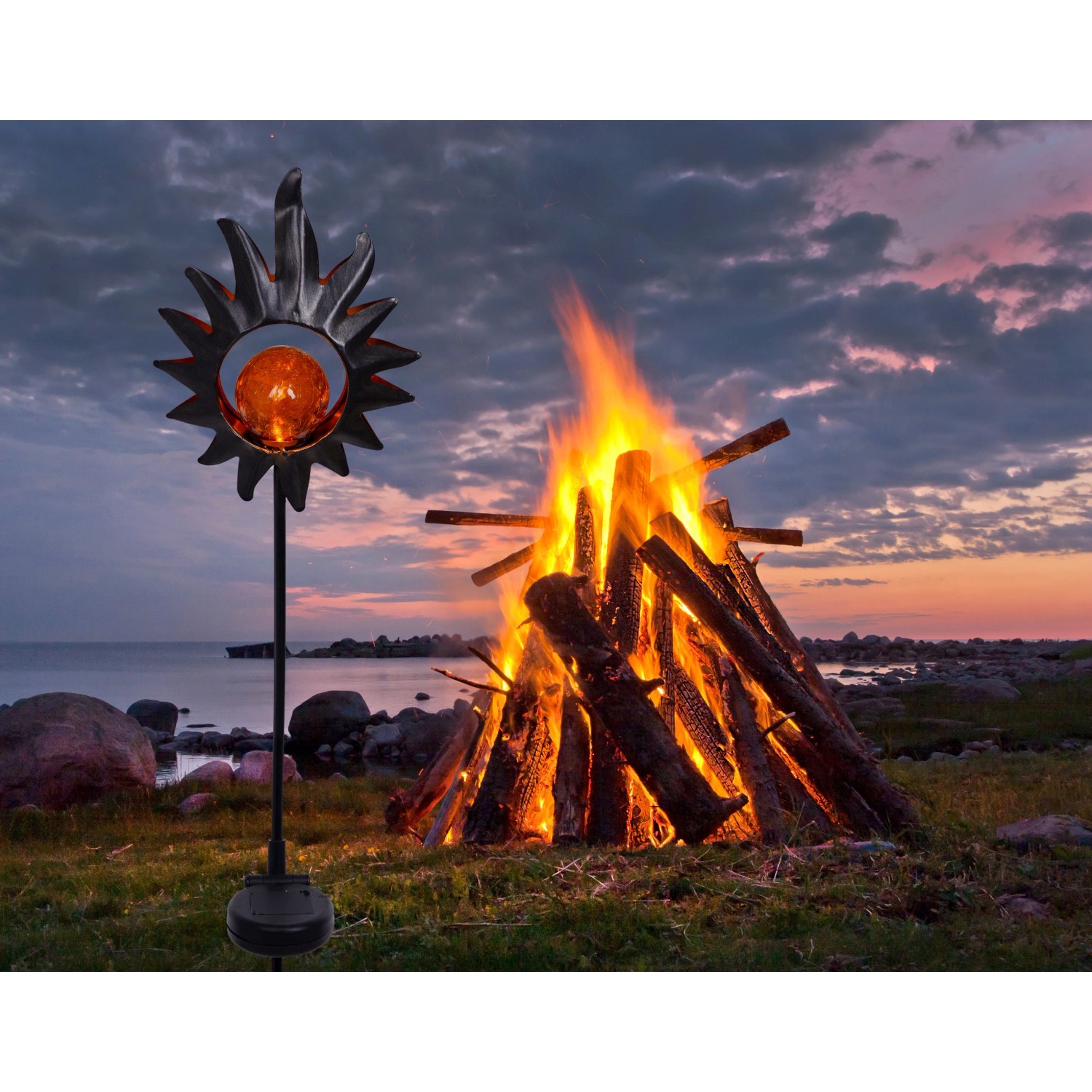 Näve Solar Gartenstecker Sonne LED Kupfer 93,5 cm kaufen bei OBI