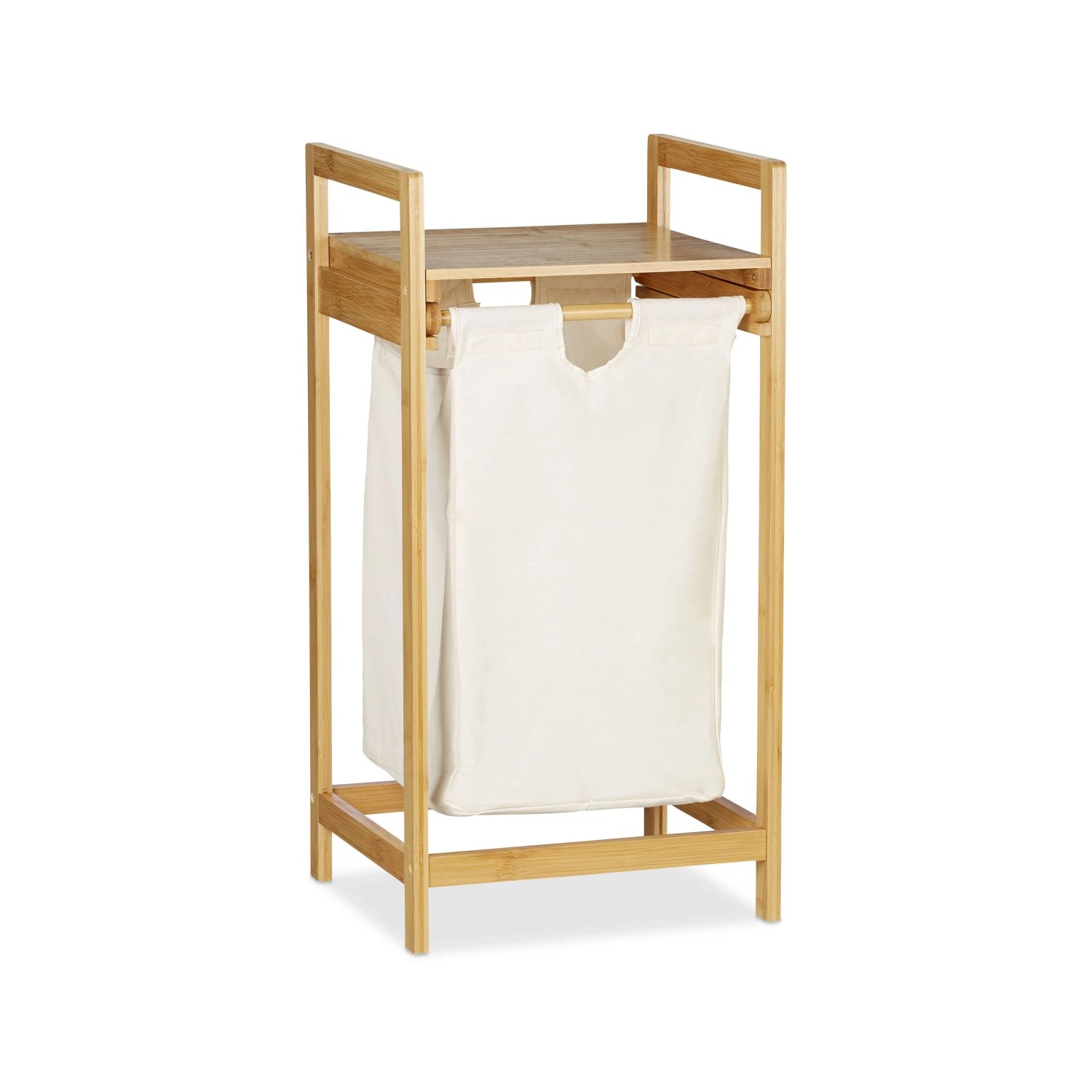 Relaxdays Wäschekorb Bambus Natur Weiß Ausziehbar 73 cm x 37 cm x 33 cm 3,1 kg