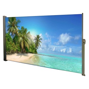 Garden Pleasure Seitenmarkise mit Malediven-Motiv, 300 cm breit, für Sicht- und Sonnenschutz.