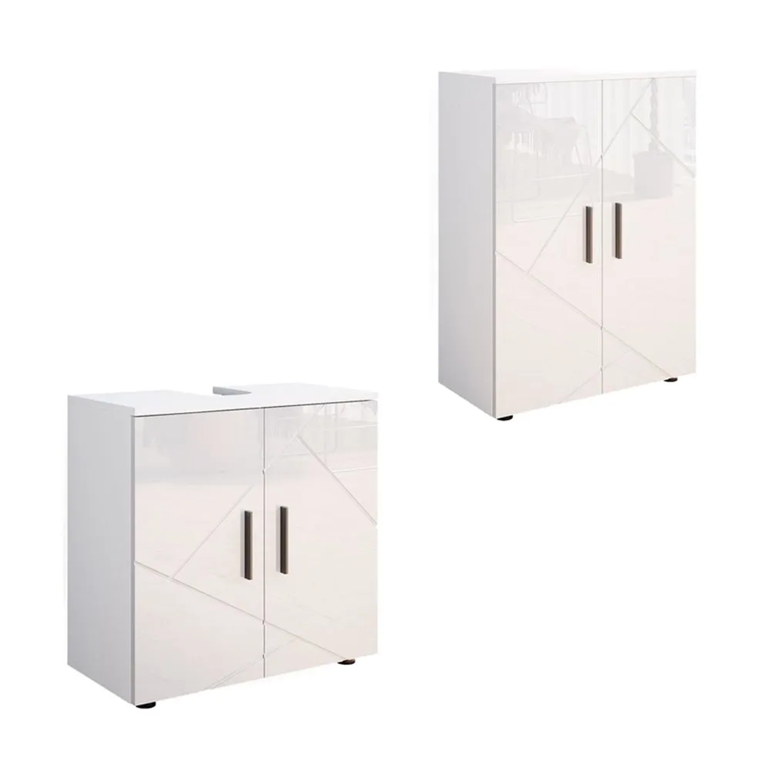 Vicco Badmöbel-Set Irma Weiß Hochglanz 60 x 59 2-teilig