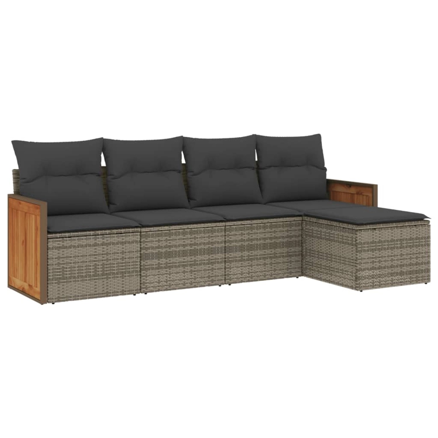 vidaXL 5-Tlg Garten-Sofagarnitur mit Kissen Grau Poly Rattan 3227600 günstig online kaufen
