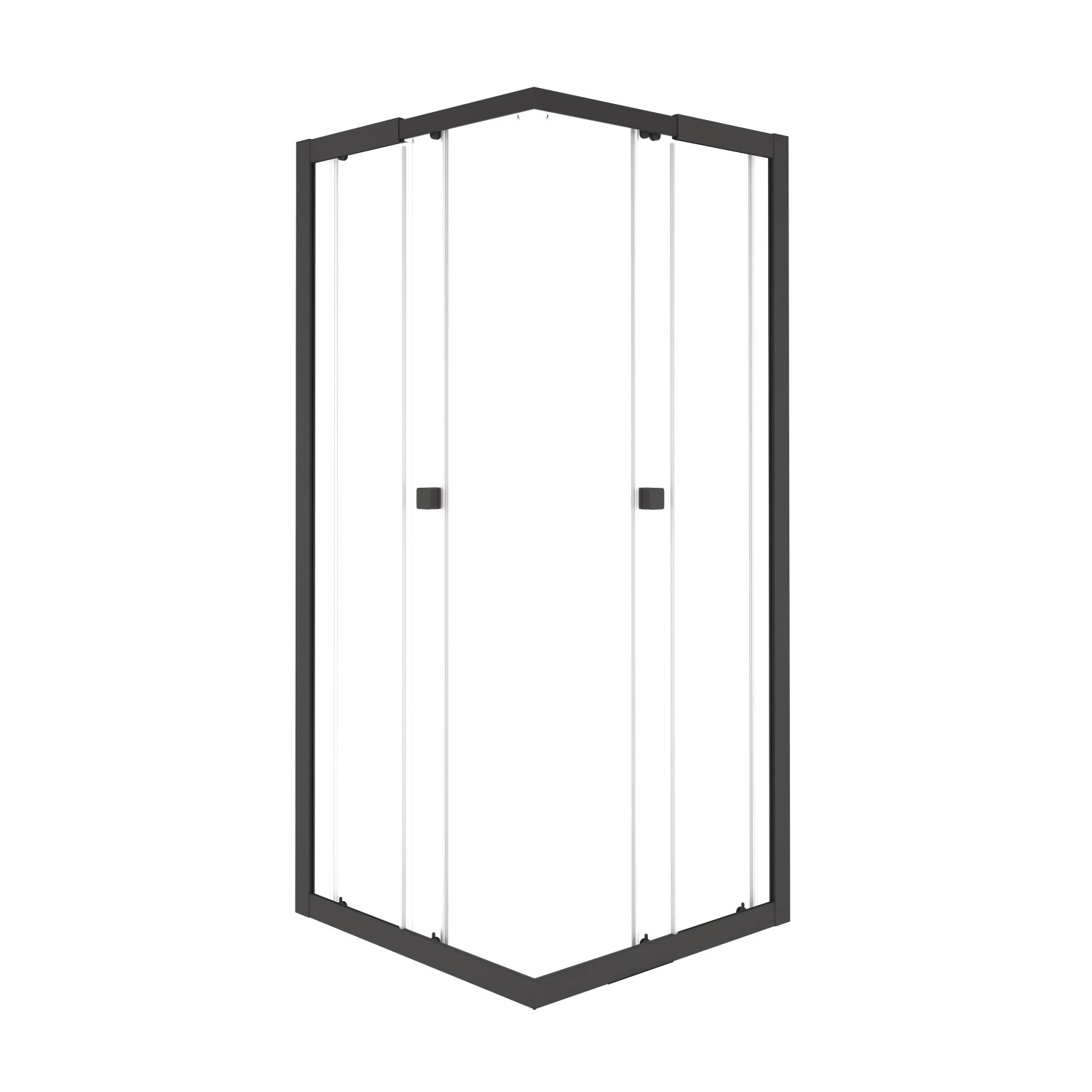baliv Duschkabine DUK-90.12E, 77-90 cm, Eckeinstieg, Sicherheitsglas, matt schwarz.