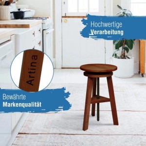 Artina Arles Malhocker aus Nussbaumholz, höhenverstellbarer Hocker für Künstler.
