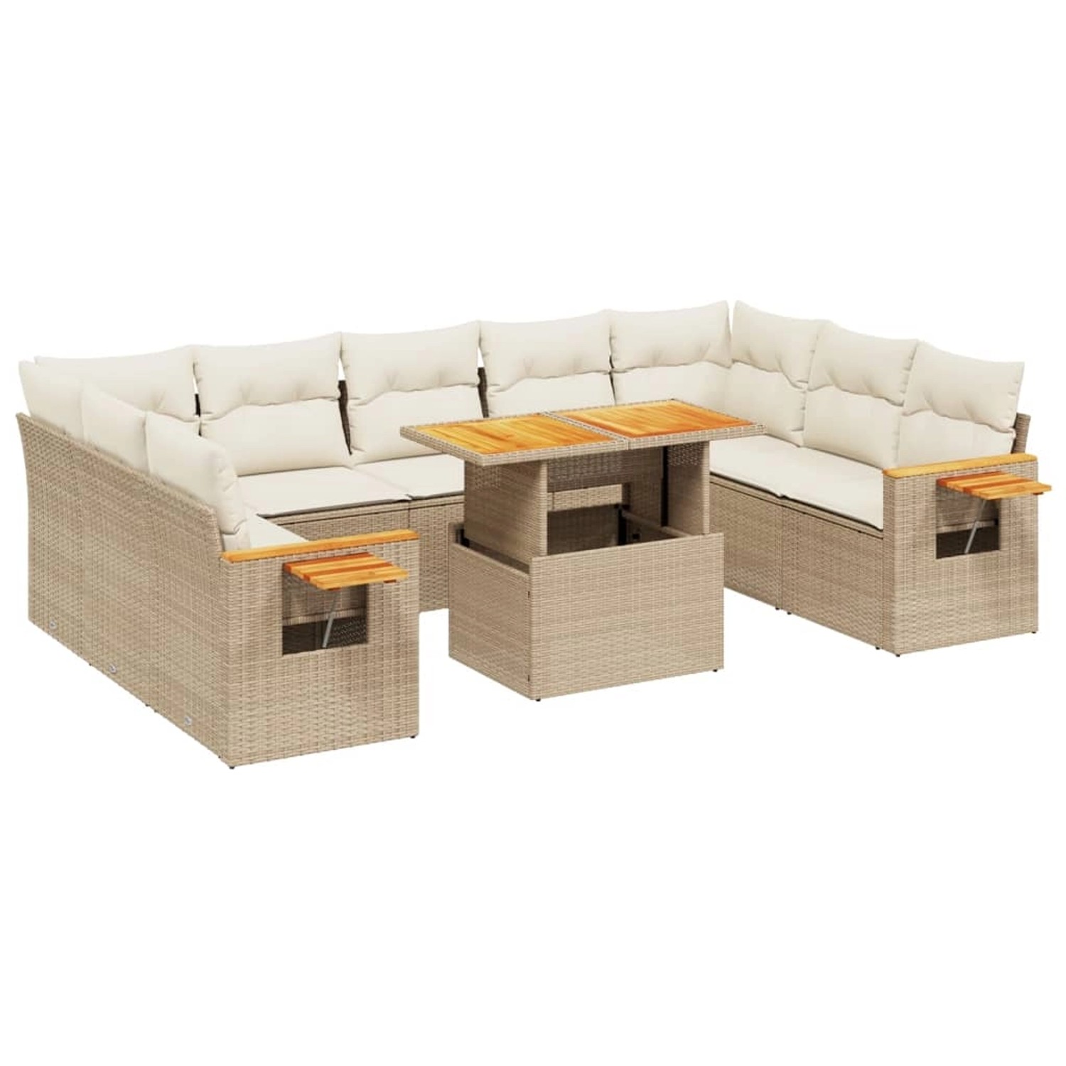 vidaXL 11-tlg Garten-Sofagarnitur mit Kissen Beige Poly Rattan Modell 192 günstig online kaufen