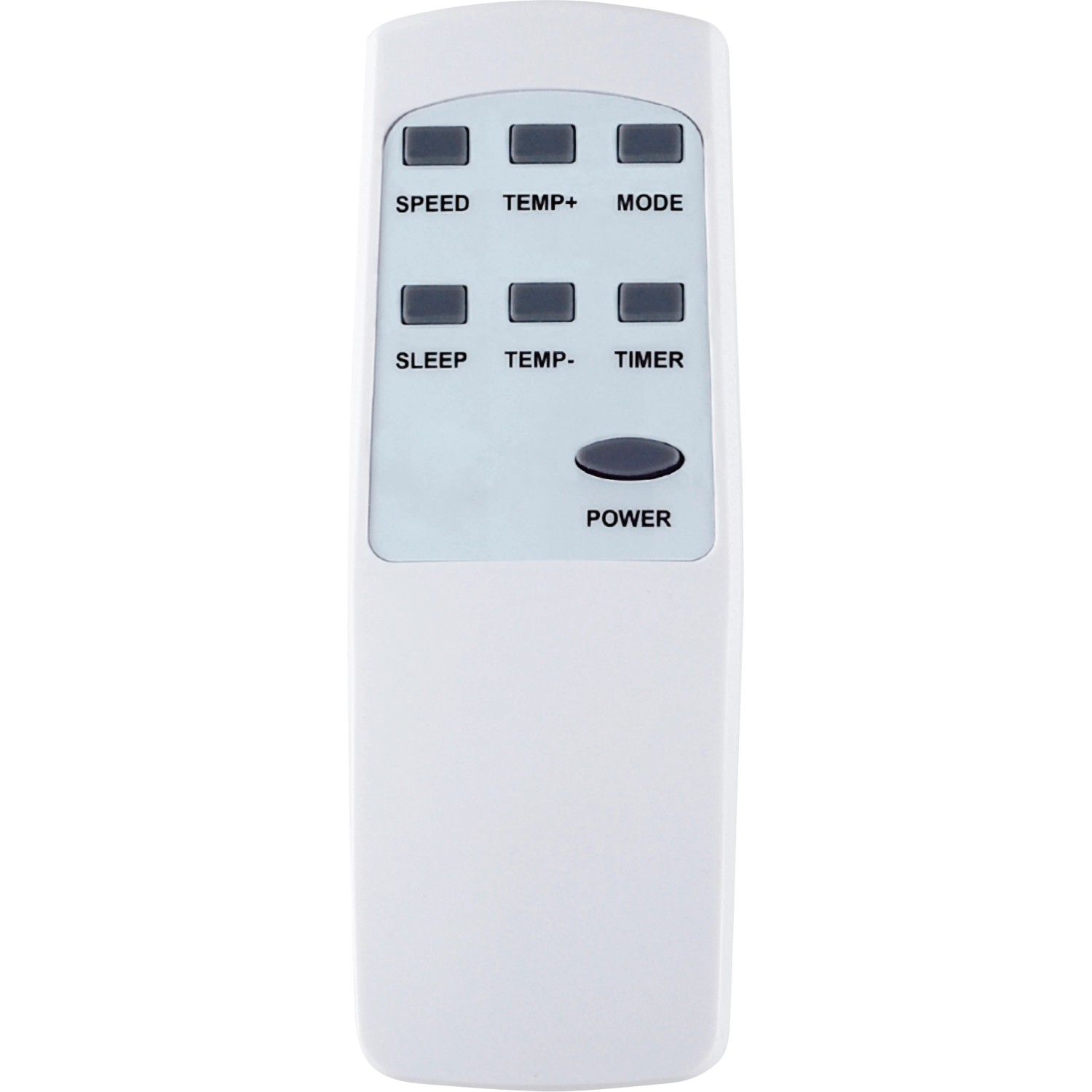 Fernbedienung für mobiles Klimagerät KGM 12000-58 mit Tasten für Speed, Temperatur, Modus, Timer und Power.