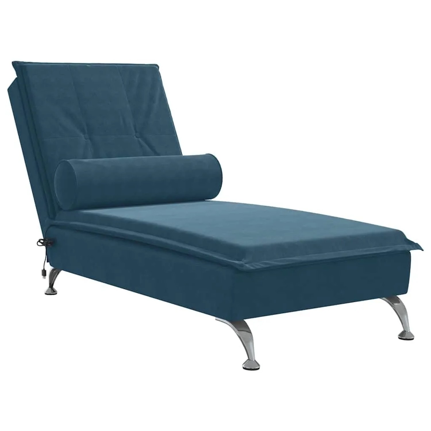 vidaXL Massage-Chaiselongue mit Nackenrolle Blau Samt 379458