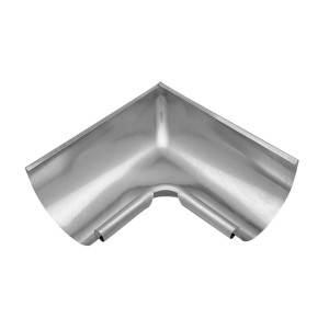 Zambelli Rinnenwinkel 90 Grad, Halbrund Innen, Zink Silber, zur Verbindung von Dachrinnen an Hausecken.